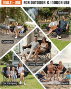 KingCamp Double Camping Chair, Heavy Duty 660lbs Folding 2 Person Chair | Portable Loveseat Couch Padded Comfortable Two Seat with Cup Holder&Carry Bag for Outdoor Lawn Backyard, Black