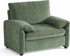 Oversized Accent Chair for Living Room, Wide Chenille Reading Chair | Comfy Padded Arms Deep Seat Springs Cushion Single Sofa Chair for Bedroom Apartment Green