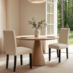 CHUN YI Upholstered Dining Chairs Set of 6, Fabric Dining Room Chairs with Solid Wood Legs, Modern Kitchen Chairs for Farmhouse Living Room Restaurant & Cafe, Oatmeal
