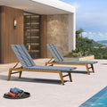 PURPLE LEAF Chaise Lounge Chair Wood Grain Aluminum Set of 2, Dark Blue | 3-Year Color Retention PE Rattan, 2.4" Thickened Aluminum Frame, 16.14" Knee-Friendly Height, French-Inspired Style