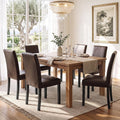 LSSPAID Dining Chairs Set of 6, Upholstered Leather Parsons Dining Room Chairs with Solid Wood Legs, Modern Armless Side Chairs for Kitchen Restaurant Home, Dark Brown