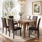 LSSPAID Dining Chairs Set of 6, Upholstered Leather Parsons Dining Room Chairs with Solid Wood Legs, Modern Armless Side Chairs for Kitchen Restaurant Home, Dark Brown