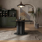 Homes: Inside + Out Elara Modern 54-inch Oval Dining Table with Fluted Pedestal Base, Seats up to 4, for Home Kitchen, Living Room, Black