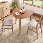 P PURLOVE Modern 3 Piece Table Set, Triangular Table and 2 Curved Wood Chairs for Living Room, Dining Room, Kitchen, Small Space, Minimalist Space-Saving (Light Brown)