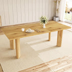 HIPIHOM Extendable Dining Table for 6-8, Space-Saving (Oak) | MDF Farmhouse Kitchen Table, Extends 63-78.7'', Seats 6-8, Space-saving for Kitchen, Dining & Living Room
