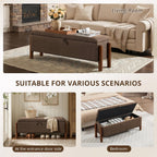 47'' Modern Storage Ottoman Benches with Walnut Wood Legs Ottoman Bench with 22 Gallons Storage Space Fabric Upholstered Seating End of Bed Bench for Bedroom for Livingroom Brown