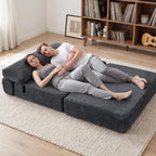 Convertible 4-in-1 Folding Sofa Bed Sleeper Chair Couch Foldable Chaise Lounger & Mattress Pocket Coils+Foam Fill Medium Support, No Assembly for Living Room/Bedroom, Full