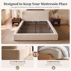 Queen Upholstered Platform Cloud Bed Frame with Headboard, Beige