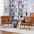 Yaheetech Accent Chairs Set of 2, Mid-Century Modern Armchairs, Retro Brown