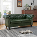 QHITTY Accent Sofa, Chesterfield Loveseat Modern Leather Couch Upholstered Sofa with Tufted Back for Living Room Furniture (Green)