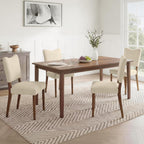 KISLOT Upholstered Dining Chairs Set of 4, Modern Velvet Kitchen Chairs with Solid Wood Legs, High Back Wooden Dining Room Chairs with Dark Walnut Color Legs for Farmhouse Kitchen Dining Room, Linen