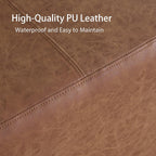 35" Faux Leather Large Square Ottoman Coffee Table for Living Room, Brown | Big Couch Ottoman Footstool