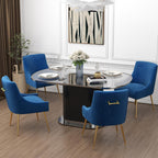 Dining Chairs, Accent Chairs Set of 4, Modern Upholstered Kitchen Dining Chairs with Gold Legs, Fabric Tufted Velvet Living Room Chairs for Reception Room Bedroom Kitchen(Navy Blue)