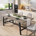GarveeHome Industrial Dining Table for 6-8 People, 70.87" Long Kitchen Table with Sturdy Metal Frame, Rectangular Counter for Dinner, Kitchen, Dining Room (Grey Walnut, 71" Non-extendable)