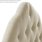 Modway Sovereign Tufted Button Linen Fabric Upholstered Queen Headboard in Beige