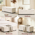 Royal Windsor Ottoman with Storage,Tufted Storage Bench for Bedroom | End of Bed Storage Bench,Holds up to 350 lb,Upholstered Bench with Seating for Living Room,Entryway,Linen Beige