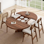 Feonase 59" Round Extendable Dining Room Table for 4-6, Modern Oval Kitchen Table with Heavy Duty Wood Base, Metal Frame Support, for Dining Kitchen Living Room, Easy Assembly, Noise-Free, Walnut