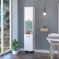 Small White 2-Door Pantry Cabinet with Shelving, Kitchen Storage, Versatile Corner Unit