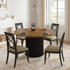 GarveeHome 47" Round Dining Table for 4-6 People, Dining Room Table with Sturdy Waveform Metal Pedestal Base, Farmhouse Circle Kitchen Table for Dining Room, Kitchen