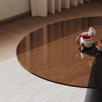 35 Inch Round Glass Dining Table, 8mm Tempered Glass Tabletop with Carbon Steel Legs, Dark Brown Modern Small Dining Table for 2-4 People, Perfect for Apartment, Restaurant, Cafe and Meeting Room