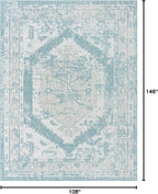 Unique Loom Outdoor Traditional Collection Area Rug - Valeria (9' x 12' 2" Rectangle, Aqua/ Ivory)