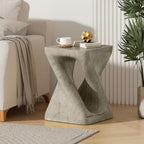 MGO Twist Shape Side Table for Indoor Outdoor, 16 Inch Modern Spiral End Table with Wood-Like Texture, Accent Table for Living Room Patio, No Assembly Required (Grey)