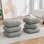 DUHOME 360°Swivel Upholstered Square Ottoman with Storage,Modern Boucle Ottoman Coffee Table with Removable Top White Vanity Stool with Storage for Bedroom, Living Room, Dark Green