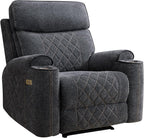 EBELLO Power Recliner Chair, Electric Fabric Reclining Sofa with Cup Holders, USB Type-C Charging Ports, for Small Living Room, Bedroom and Meeting Room, Grey