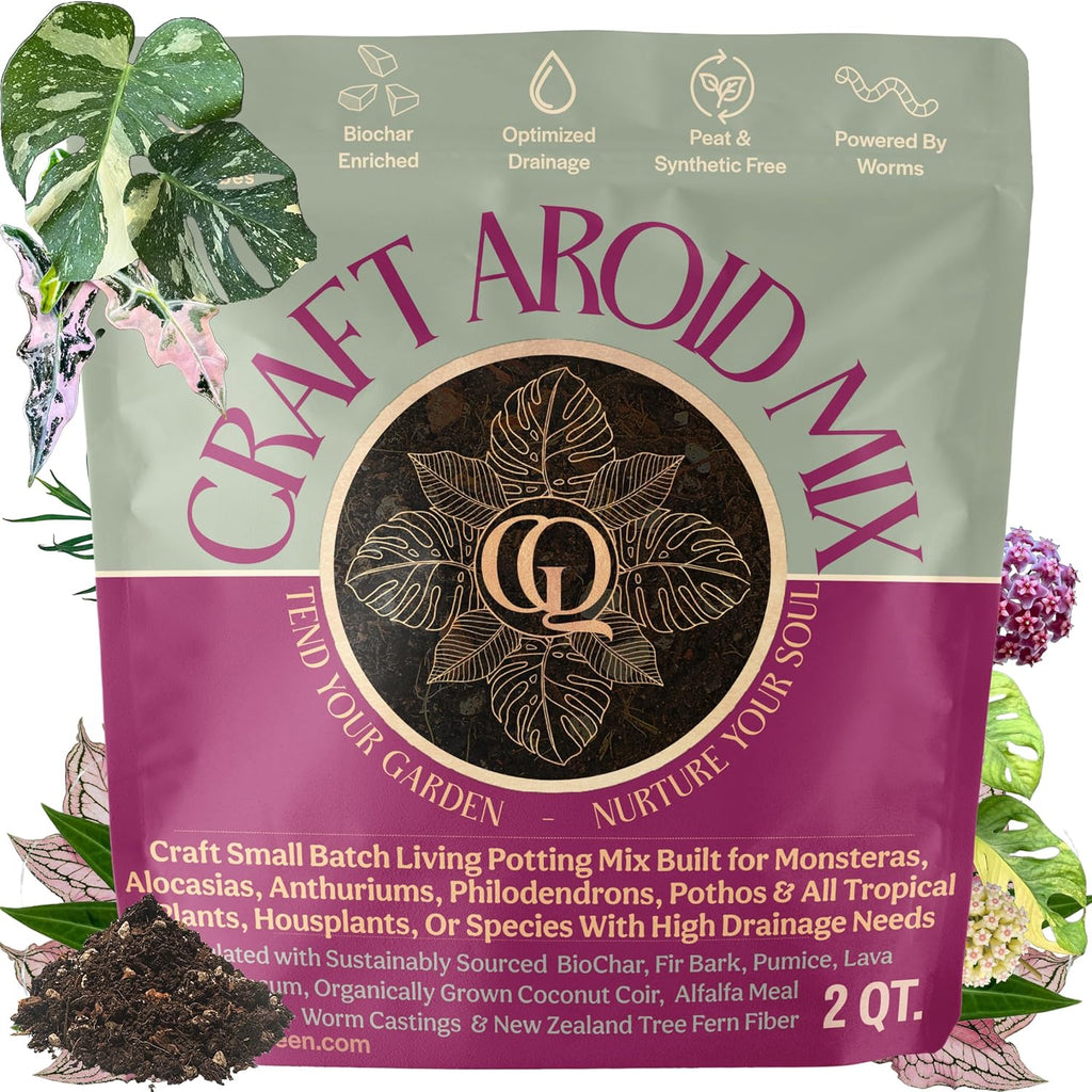 Craft Aroid Potting Mix- Elite Organic Alocasia, Philodendron, Monstera Soil Mix, Chunky, Well Draining Potting Soil for Indoor Plants, All Tropical Plants & Houseplants, Perlite & Peat Free 2QT