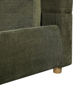 Merax King Linen Blend Platform Bed with 2 Headboard Pillows, Olive Green