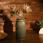 VICTOR & TERESA Rustic Blue and Grey Vase for Home Decor, Ceramic Vases for Flowers, Modern Farmhouse Decorative Vases for Pampas Grass,Table Accent, Mantel, Living Room,Bookshelf, Centerpieces, 8''