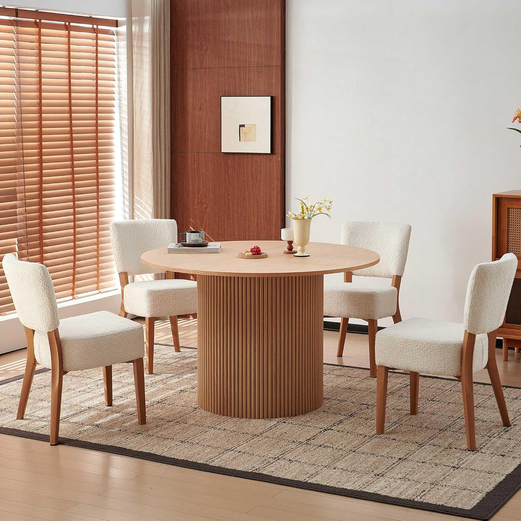 Howtek Modern Dining Chairs Set of 4 with 6.3" Thick Seat Cushions, Space-Saving Stackable Upholstered Kitchen Chairs, Ergonomic Backrest & Metal Legs, White