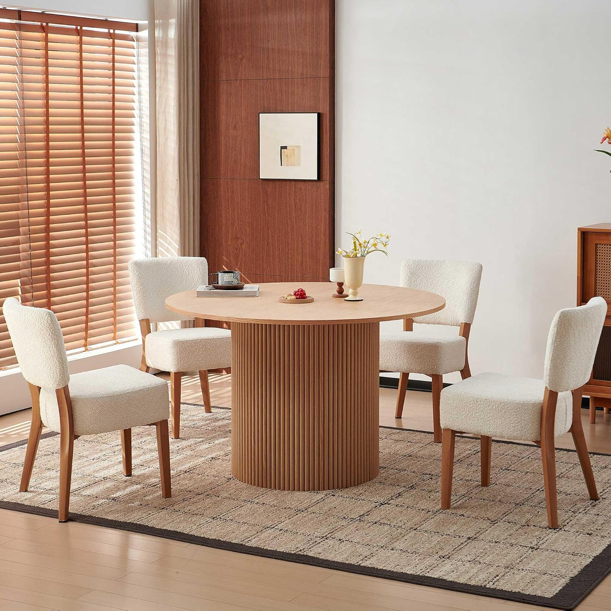 Howtek Modern Dining Chairs Set of 4 with 6.3" Thick Seat Cushions, Space-Saving Stackable Upholstered Kitchen Chairs, Ergonomic Backrest & Metal Legs, White