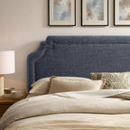 Modway Magnolia Queen Size Upholstered Fabric Headboard in Slate Blue - Padded Cushioned Headboard with Woven Heathered Upholstery and Adjustable Mounting Positions