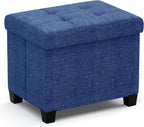 Ornavo Home Storage Ottoman Small Rectangle Ottoman with Legs, Foot Rest Stool Seat, Load up to 600 LB, for Living Room, Bedroom, Home Office, Dorm - 12 x 16 x 12, Navy Blue