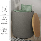 Storage Ottoman - Teddy Fabric Upholstered Ottoman with Wood Top for Living Room, Dorm, or Apartment - Ottomans with Storage by Lavish Home (Dark Gray)
