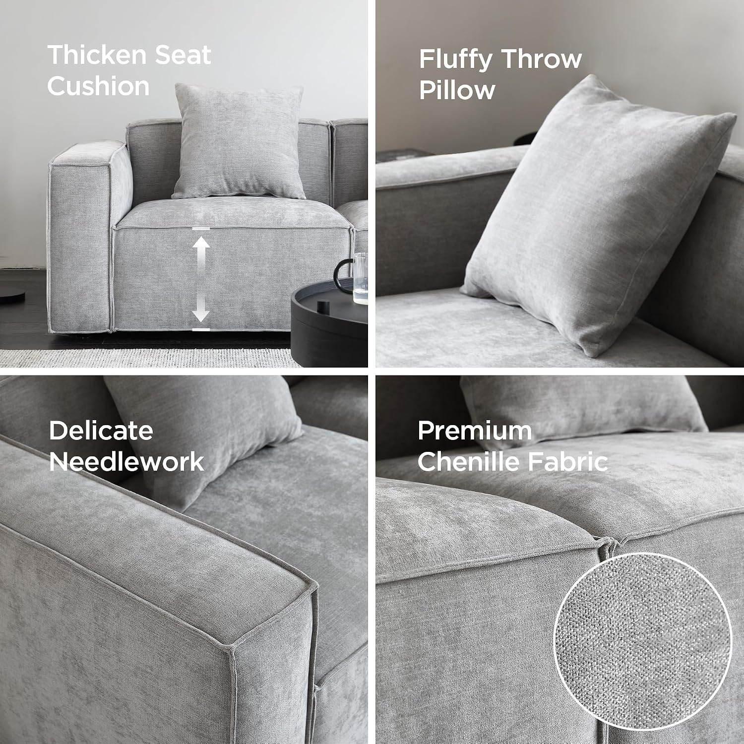 Acanva Zola Modular Sectional Living Room Sofa Set, L-Shape