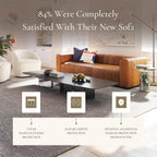 POLY & BARK Canale Sofa – 86" Channel-Tufted Italian Leather Couch – Cognac Tan Full-Grain Pure-Aniline or Semi-Aniline Leather, Solid Wood Frame & Legs