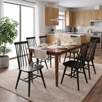 DUHOME Windsor Dining Chairs Set of 6 Wood Dining Room Chair Slat Back Kitchen Room Chair Side Chair (Black, 6 PCS)