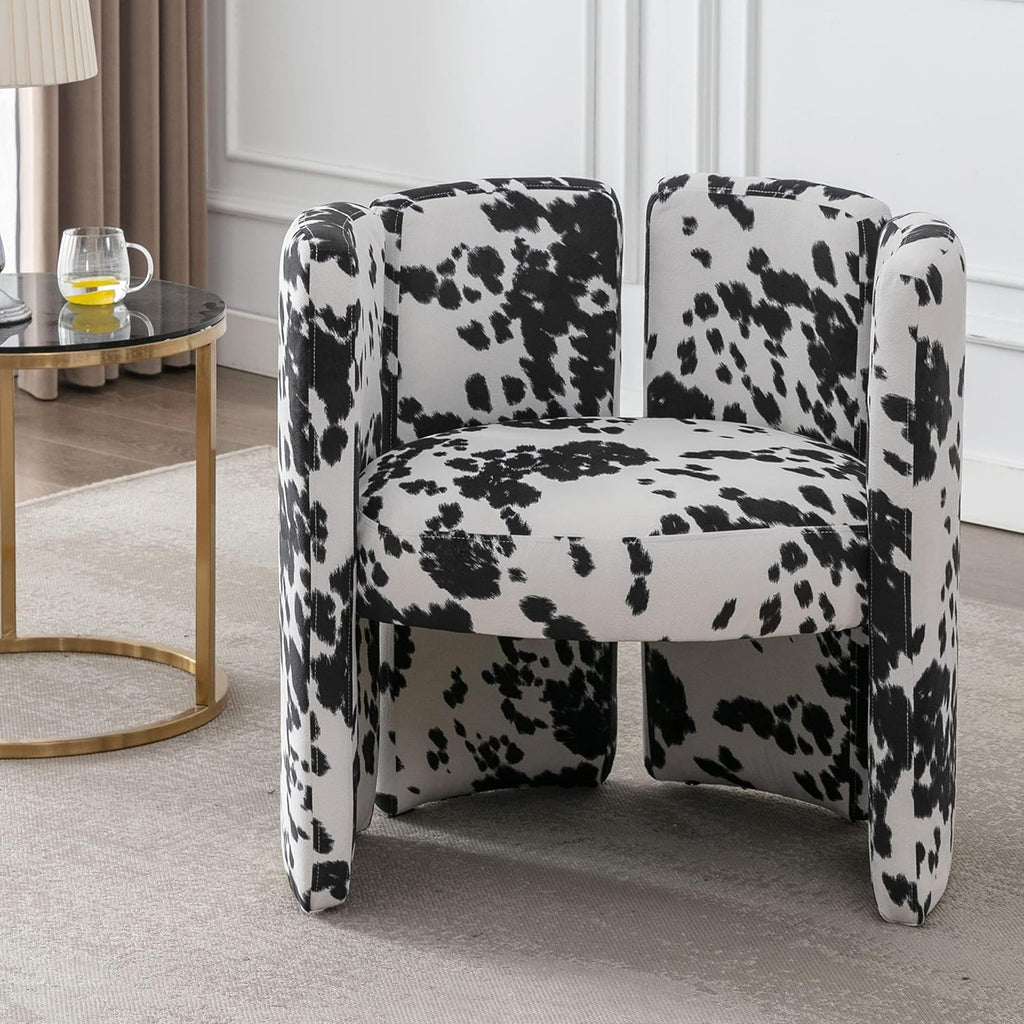chairus Modern Dining Chairs Set of 2 Unique Sherpa Barrel Chairs Cute Comfy Upholstered Accent Chair for Living Room/Bedroom/Reception, Cow