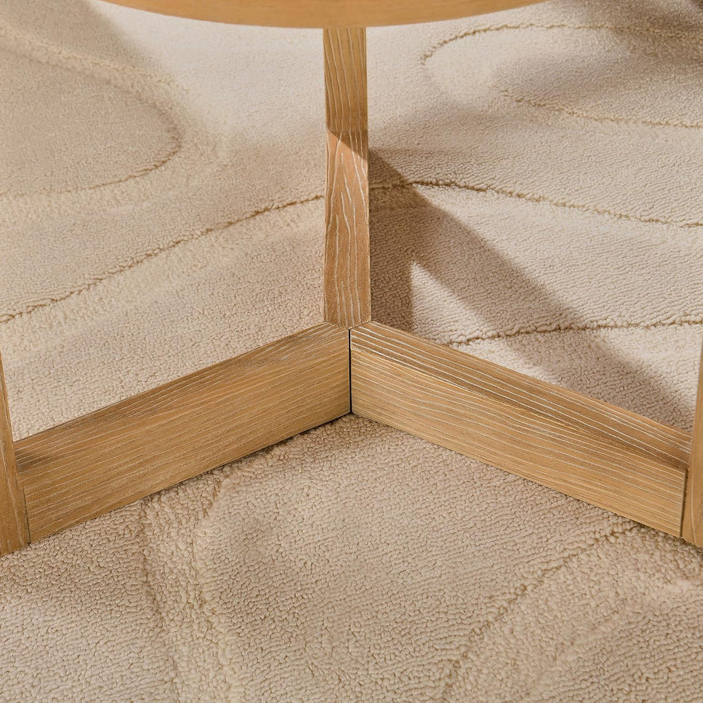 Round End Table, Rustic Side Tables with Storage Shelf, Classic Circular Solid Wood Beside Table-, 2-Tier Telephone Tables-, Nightstand, 24”H x 19.3”D for Living Room Wood Natural BZ3338OA