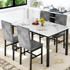 Hooseng Kitchen Table Set 5 Piece Dining Room Table Set Marble Dining Table 4 Chair Dining Table Set for Kitchen Living Room Breakfast Small Spaces (Grey)