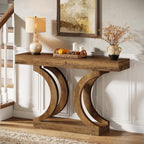 Tribesigns 43-Inch Farmhouse Curved Console Entryway Table for Living Room | 2 Tier Diaplay Space, Unique Curved Base, Adjustable Leg Pads, Sofa Table Behind the Couch,Thickened Sturdy Tabletop