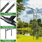 Half Garden Arch Trellis, Trellis Arch for Climbing Plants Outdoor, 7.9FT MetalGarden Arbor, Garden Trellises for Patio Lawn Backyard, Large Garden Archway Decoration Black 23.6" x 94.5in