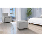 Evolur Holland Upholstered Ottoman in Light Grey, Foot Rest Stool for Nursing Moms, Tool-Free Assembly, Made for Every Décor