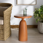 SAFAVIEH Couture Collection - Oskar Brown Concrete Accent Table, Round Modern Side Table, Sculptural Ribbed Design (SFV2604A)