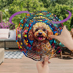 Poodle Dog Wind Spinners Outdoor Dog Memorial Gifts, 3D Metal Kinetic Hanging Garden Wind Spinner, Spinner Decor, Wind Sculptures for Outdoor & Indoor, Window, Yard Decor (Poodle 3)