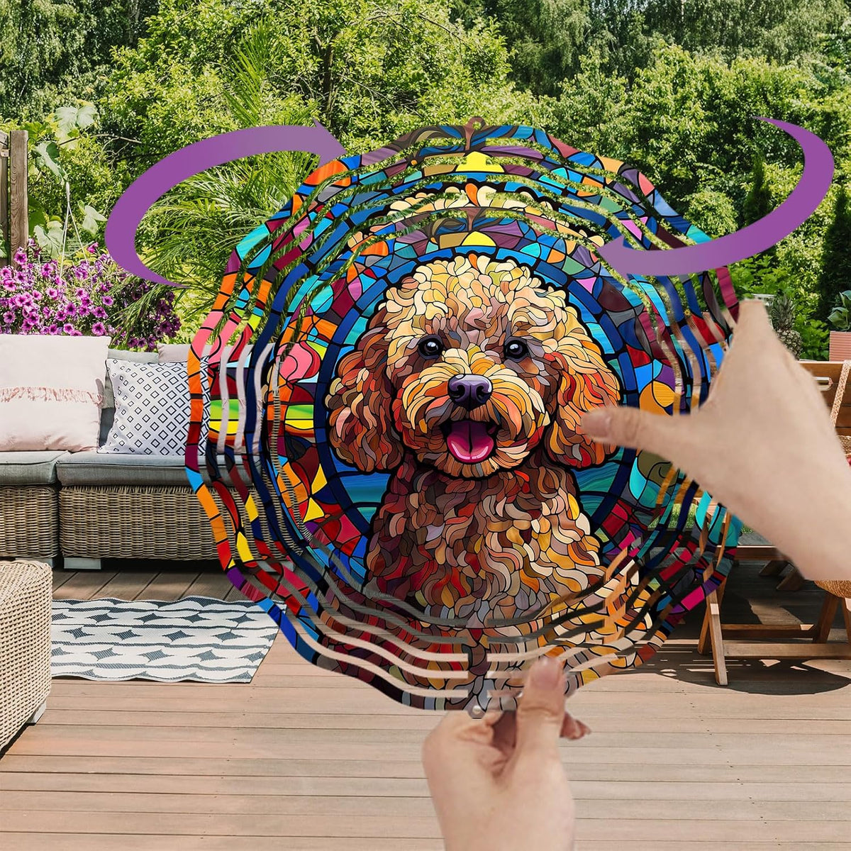 Poodle Dog Wind Spinners Outdoor Dog Memorial Gifts, 3D Metal Kinetic Hanging Garden Wind Spinner, Spinner Decor, Wind Sculptures for Outdoor & Indoor, Window, Yard Decor (Poodle 3)