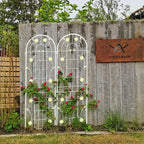 2 Pack Metal Garden Trellis for Climbing Plants 71" H Cream White Garden Fence Rustproof Trellis Support Roses Flower Outdoor Lawn, Cream White