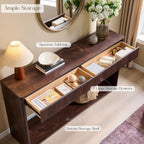OKD 63" Fluted Console Table for Entryway with 2 Large Drawers, Dark Walnut | Modern Entryway Table, Long Sofa Table Behind Couch for Living Room, Hallway, Couch, Foyer, Versatile Storage